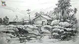 How to Draw and Shade A Landscape with Easy and Simple Pencil Strokes | STEP BY STEP