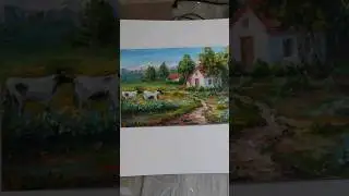 I created new painting. RURAL LANDSCAPE.  СЕЛЬСКИЙ ПЕЙЗАЖ. 