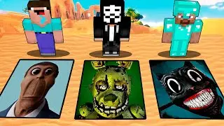 NOOB VS PRO - OBUNGA NEXTBOT VS FREDDY FNAF VS CARTOON CAT BATTLE SCARY PITS IN MINECRAFT! Animation