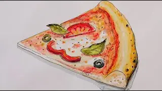 Рисунок пиццы скетч маркерами