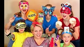 Family Unboxing Room! Learn English Words with Sign Post Kids! Animal Masks!