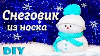 Новогодний DIY Снеговик из носка