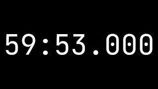 Countdown timer 59 minutes, 53 seconds [59:53.000] - White on black with milliseconds