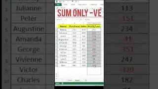 How to Sum Only Negative Numbers in Excel - Easy Tutorial 