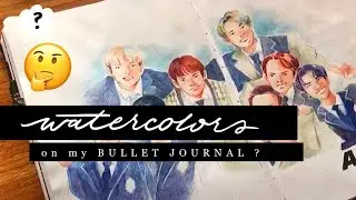 Painting on My Bullet Journal⁉️😱 || Watercolors PWM || Hiraya Journals Review + ATEEZ KPop Fan Art