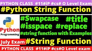 #python o level string function : swapcase , title , replace , isspace | o level python in hindi