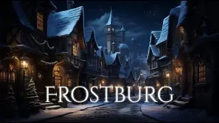 Fantasy Winter Town Ambience and Music | Christmas town, falling snow, warm glow #christmasambience