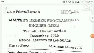 Meg 4 Aspects of language  IGNOU February 2021  Question Paper