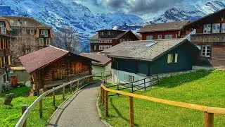 Walking tour in Mürren, Lauterbrunnen, Switzerland 4K - Incredibly Beautiful Swiss village