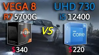 intel UHD 730 i5 12400 vs AMD VEGA 8 R7 5700G - Test in 11 Games