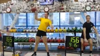 Benidze, Kichimayev and Vasilyev compete in snatch (kettlebell sport)