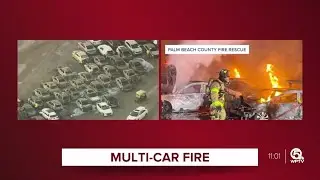 32 cars damaged or destroyed in car lot blaze west of Jupiter