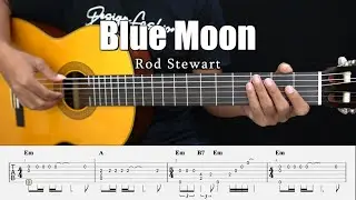 Blue Moon - Rod Stewart - Fingerstyle Guitar Tutorial + TAB & Lyrics