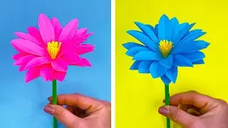 ЦВЕТОК ИЗ БУМАГИ за 5 минут! Подарок на 8 Марта своими руками!