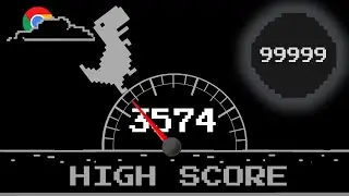 The Dinosaur's Run To The Game`s Maximum Of 99999 In Dino T-Rex Reached A New High Score Of ►3574
