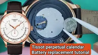 How to change battery Tissot Tradition Perpetual Calendar  T0603637.