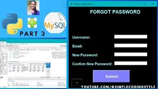 Python Tkinter with MYSQL: Forgot Password| Linked with Login Screen and Registration form Project