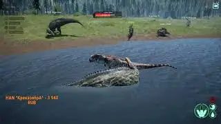 |The Isle| Первые бои на новом сервере The World Of Dinos.  Стадо и 4 гиги