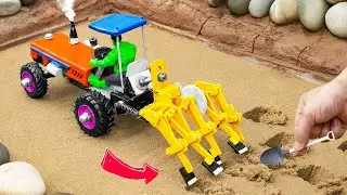 Diy trator making mini tractor is plowing in deep mud | most creative scientific idea