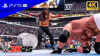 WWE 2K25 - Reigns, Brock Lesnar, Goldberg, Batista, | Fatal 4-Way Elimination | PS5™ Pro [4K60]