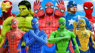 THE AVENGERS vs TEAM SPIDER-MAN & SpiderMan (3 Heads 6 Arms) - SUPER EPIC BATTLE | KjraGaming