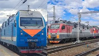 ЭП1М-405 с поездом №236 Москва — Нижний Новгород и ЭП1М-535+ЧС4т-278 и поездом №47 Самара — СПб
