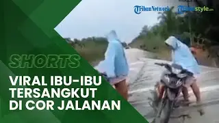 Viral Ibu ibu yang Memeksa Menerobos Jalan yang Sedang di Cor oleh Semen