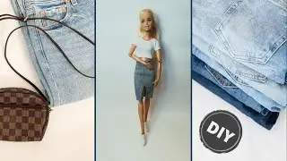 DIY Doll Dress. How To Make Trendy Barbie Clothes - Denim Skirt