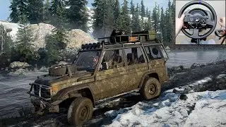 SnowRunner | Toyota Land Cruiser 70 1984 | Steering Wheel + Shifter | GamePlay