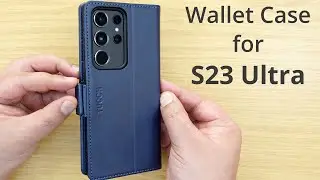 Samsung Galaxy S23 Ultra wallet case by TUCCH with RFID blocking credit card slots and kickstand