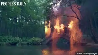 Performers in fireproof attire put on an amazing Huohu (firepot) show in central China's Henan.