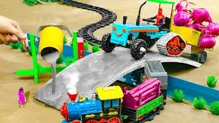 DIY tractor making mini bridge construction | How heavy trolley safety pass over river