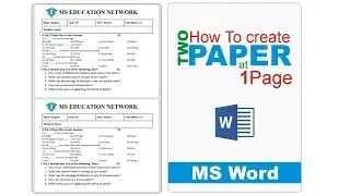 how to create 2 paper at 1 page in MS Word || MS Education Network