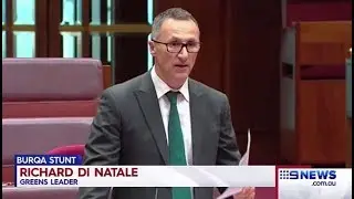 Burqa stunt: Richard Di Natale describes Pauline Hanson's views as 'hateful, ignorant & bigoted'