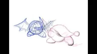 kirby vs. meta knight sketch (speedpaint)