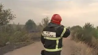 Пожар у поселка Горный. Оренбургский район.