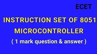 || Instruction set of 8051 Microcontroller one mark question & answers || in Telugu || diploma ||