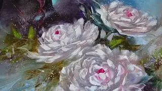 Картина с цветами. Живопись шпателем.