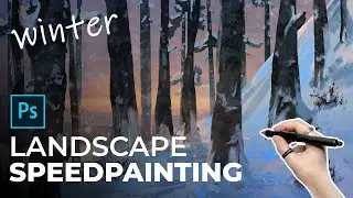 Painting a Winter Landscape in Photoshop (Digital Speedpainting Timelapse)