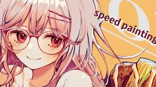 음식에 둘러싸인 소녀그림[Speed painting/스피드페인팅]