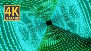 Abstract Background Video 4k Teal Green VJ LOOP NEON Calm Hypnotic Waving Tunnel Motion Graphics