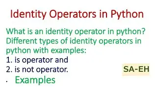 Identity operators in python | is operator | is not operator | CBSE|Identity operators with examples