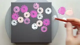 (753) Pink flower field | with straws | Painting ideas for beginners | Designer Gemma77