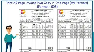 (Buy TDL Source Code) Format - 005 Print Two A6 Page Invoice in one A4 Page in Tally Prime