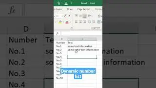 how to add dynamic number list in Excel #exceltips #youtubeshorts