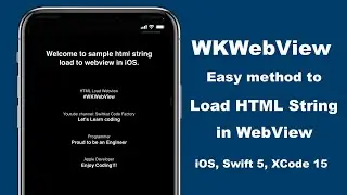 WKWebView: Easy method to Load HTML String in WebView in just 2 mins | Xcode 15, Swift 5 - 2024