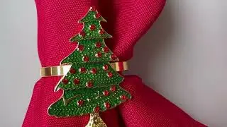 Kit Argolas Porta Guardanapo Árvore de Natal 6 Anéis Mesa Posta