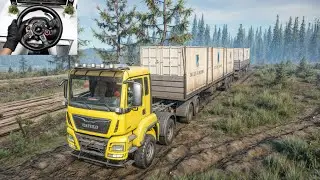Extreme Containers Cargo Haul with MAN TGS | SnowRunner | Logitech G29 Gameplay