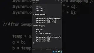 Swapping using Temporary Variable in Java | Code in | #tutorial #java #shorts #trending