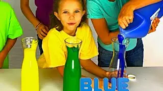 Learn English Colors! Rainbow Paint Pouring with Sign Post Kids!